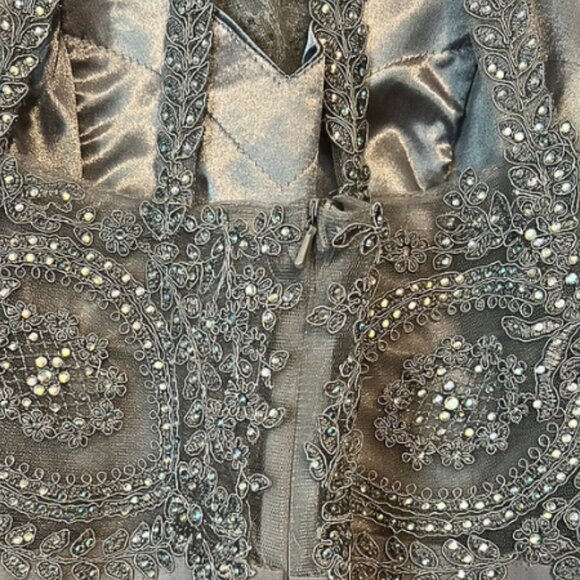Silver Embellished Halter Formal Dress - Picture 7 of 9